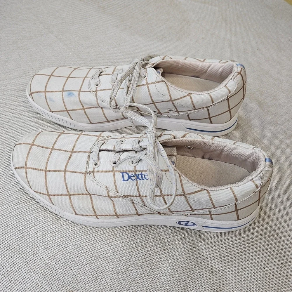 Dexter Kerrie Bowling Shoes Womens 9.5M Cream Brown Plaid Canvas DW0000635